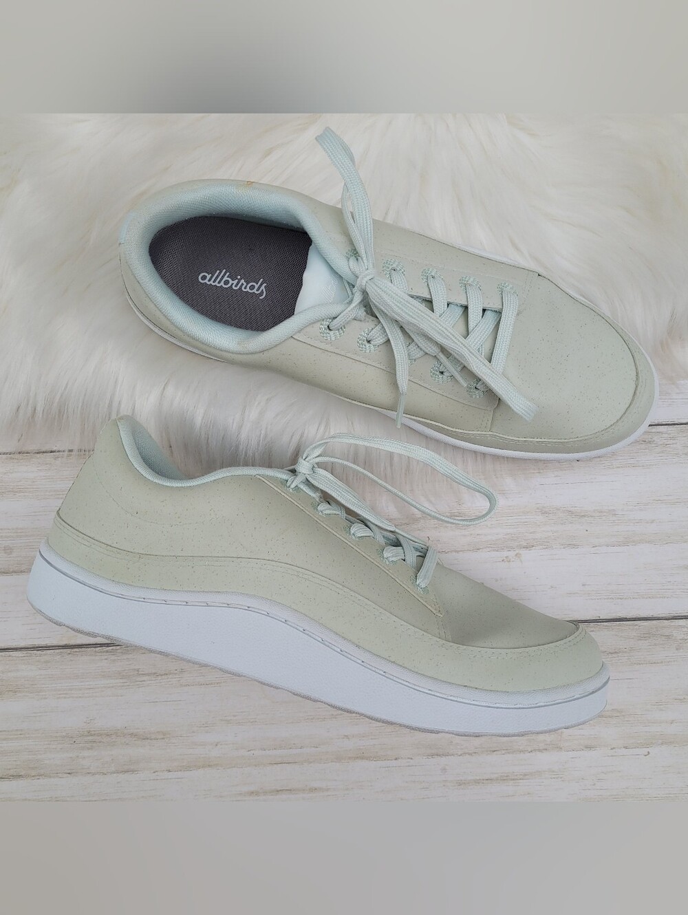AllBirds Plant Pacer Mint Green Lace Up Sneaker Casual Shoes Faux Leather Size 8